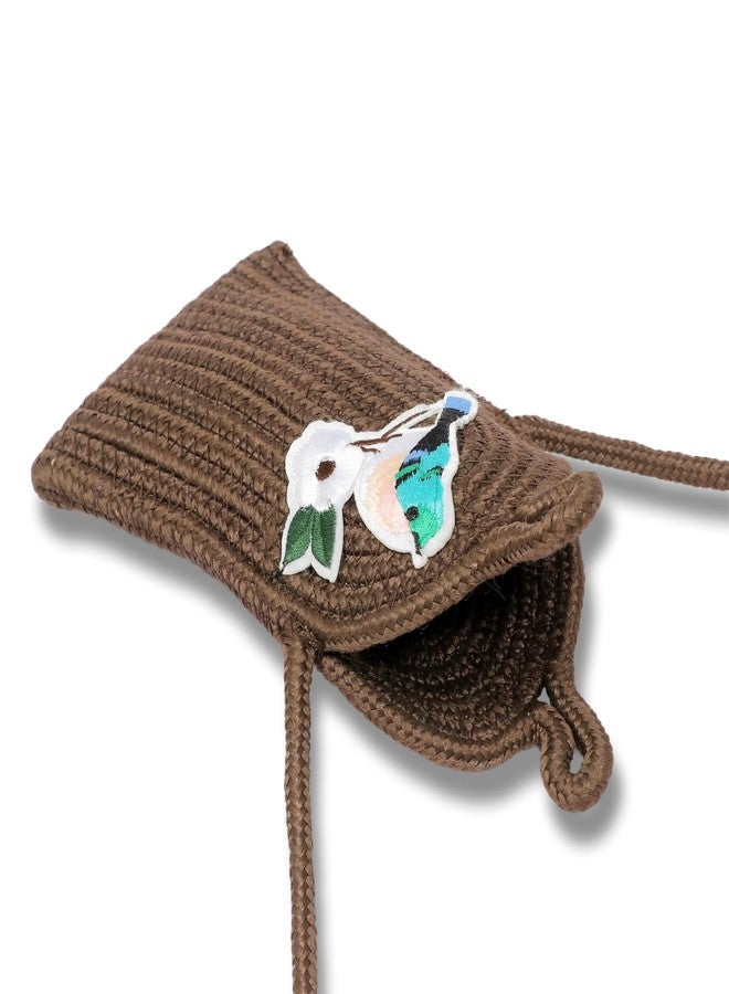 Ariya Women Mobile Sling Bag with Sticker (4082 | Coffee) Handcrafted PP & Cotton Blend Sling Bag, Perfect for Ladies & Girls, Lightweight Crossbody Bag for Daily Use, Casual, Travel & All Occasions - Image 4